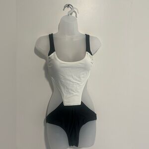 Black and Cream Enjoue one piece swimsuit
